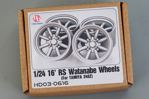 ホビーデザイン HD03-0616 1/24 16インチ Rs_ワタナベ ホイール (タミヤ用) 240Z(レジン+メタルホイール)