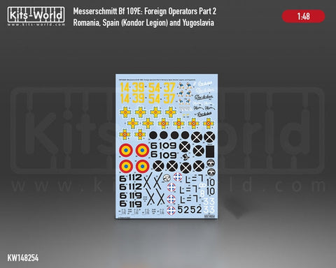 キッツワールド KW148254 1/48 メッサーシュミット Bf 109E- パート 2 外国人オペレーター
