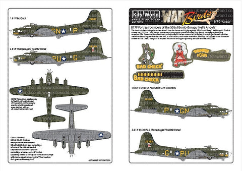 キッツワールド 1/72 KW172239 ボーイング B-17F フライングフォートレス デカールシート