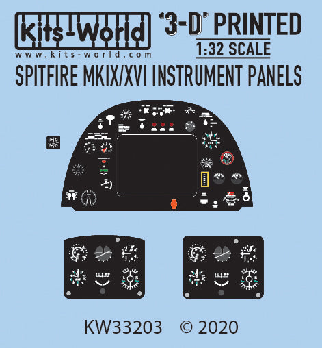 キッツワールド KW33203 1/32 3D フルカラー 計器盤. スピットファイヤ MKIX /XVI レベル タミヤ用
