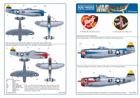 キッツワールド KW132029 1/32 WWII アメリカ空軍 P-47D サンダーボルト 第368戦闘群 第397戦闘飛行隊 `Hard to Get` & `The Down Necker`