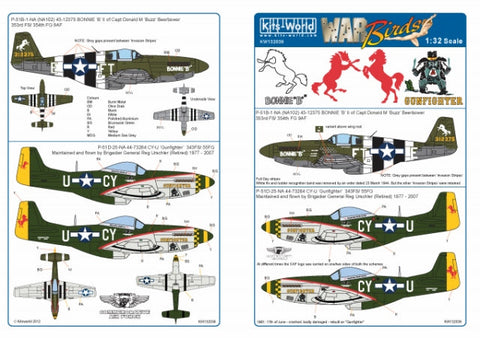 キッツワールド KW132039 1/32 WWII アメリカ空軍 P-51B マスタング 第9戦闘群 第353/354戦闘飛行隊 `Buzz`, P51-D 第55戦闘群 第343戦闘飛行隊 `Gunfighter`