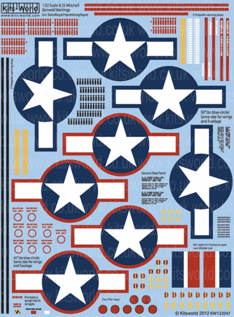 キッツワールド KW132047 1/32 2種類のプロペラデカール, 2種類のプロペラ 警告マーク