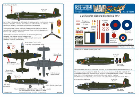 キッツワールド KW132050 1/32 B-25 ミッチェルの一般的なマーキング RAF & SEAC Two types of propeller decals, two t・・・