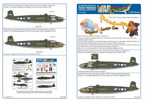 キッツワールド KW132058 1/32 アメリカ陸軍航空軍 B-25J ミッチェル `Gorgeous George Ann/There She Blows`, B-25J `Marvellous Mirian