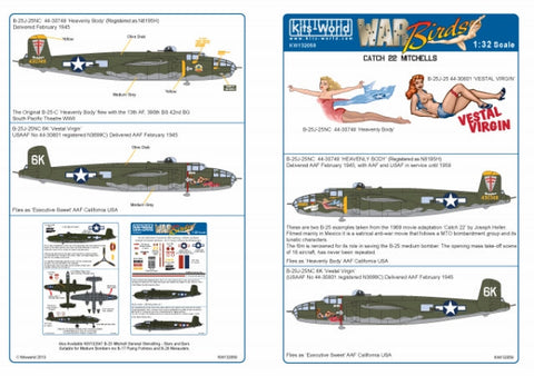 キッツワールド KW132059 1/32 アメリカ陸軍 B-25J ミッチェル `Heavenly Body`, アメリカ陸軍 B-25J `VESTAL VIRGIN`