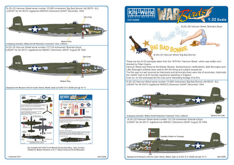 キッツワールド KW132060 1/32 アメリカ陸軍航空軍 B-25J ミッチェル `Big Bad Bonnie`, アメリカ陸軍航空軍 B-25J ミッチェル `Brenda`s Boys`