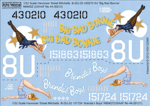 キッツワールド KW132060 1/32 アメリカ陸軍航空軍 B-25J ミッチェル `Big Bad Bonnie`, アメリカ陸軍航空軍 B-25J ミッチェル `Brenda`s Boys`