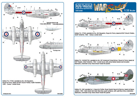 キッツワールド KW132068 1/32 イギリス空軍・デンマーク海軍航空隊グロスターミーティア F4 [イギリス空軍 第263飛行隊/207号高等飛行学校/デンマーク海軍航空隊]