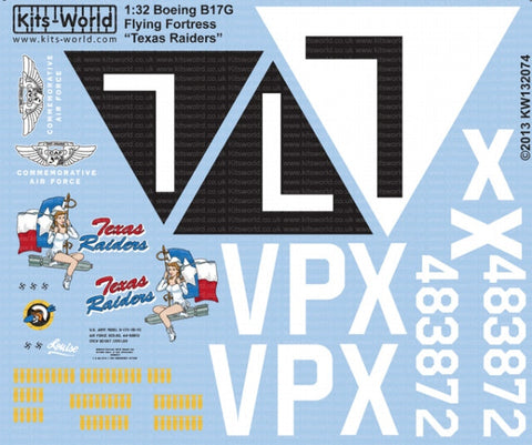 キッツワールド KW132074 1/32 アメリカ陸軍航空軍 B-17G フライングフォートレス `Texas Raiders`,`L`
