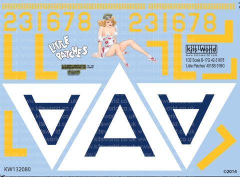 キッツワールド KW132080 1/32 アメリカ陸軍航空軍 B-17G フライングフォートレス 第91爆撃飛行群 第401爆撃飛行隊 `Little Patches`