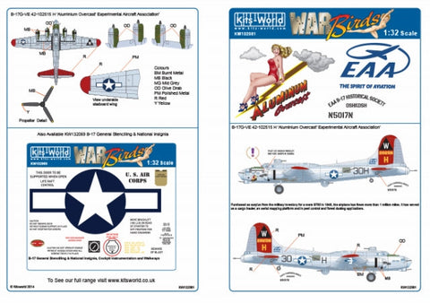 キッツワールド KW132081 1/32 アメリカ陸軍航空軍 B-17G フライングフォートレス `Aluminum Overcast`