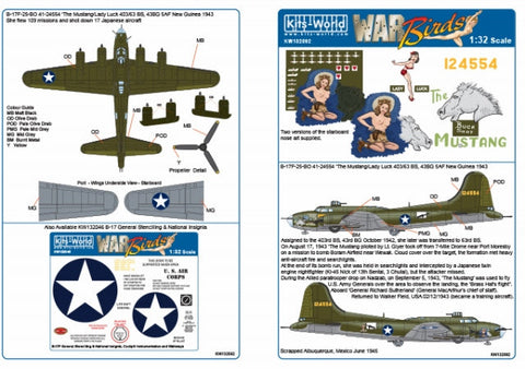 キッツワールド KW132092 1/32 アメリカ陸軍航空軍 B-17F フライングフォートレス 第43爆撃飛行群 第403/63爆撃飛行隊 `The Mustang/Lady Luck`