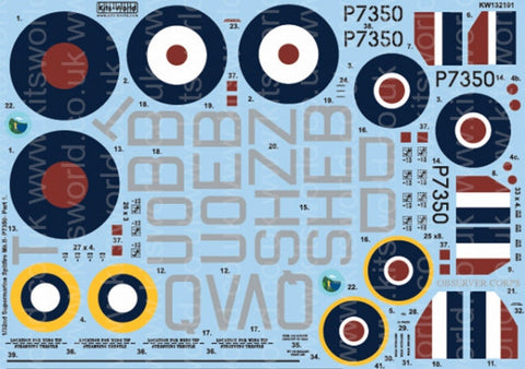 キッツワールド KW132101 1/32 KW132101 Supermarine Spitfire Mk.IIa BBMF Part One Supermarine Spitfire Mk.Iia・・・