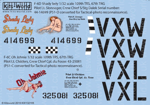 キッツワールド KW132108 1/32 WWII アメリカ軍 F-6D Shady lady/F-6C Oh Johnie