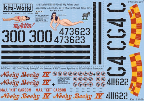 キッツワールド KW132109 1/32 P-51D 44-73623 ‘My Achin, (Ass) Maj. Harry C. Crim, CO 531st FS/21st FG Iwo Ji・・・