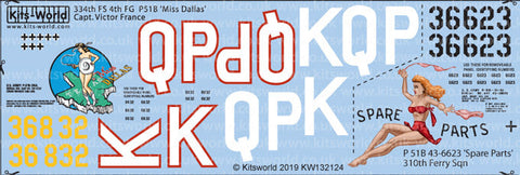 キッツワールド KW132124 1/32 WWII アメリカ軍 P-51B マスタング `Miss Dallas` & `Spare Parts`