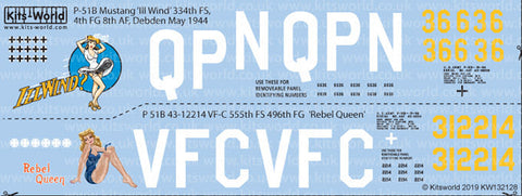 キッツワールド KW132128 1/32 WWII アメリカ軍 P-51B マスタング `III Wind` & `Rebel Queen`