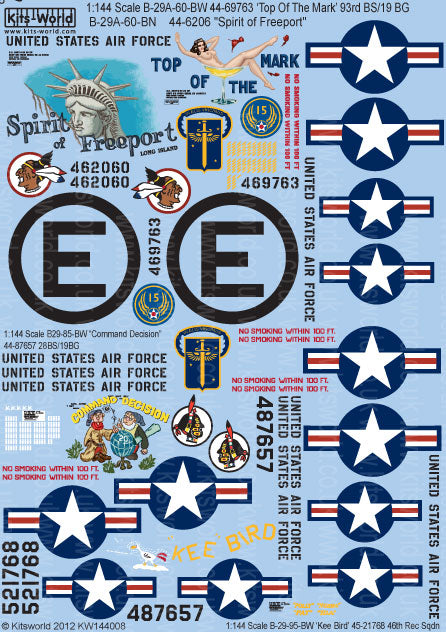 キッツワールド KW144008 1/144 アメリカ陸軍 B-29 スーパーフォートレス用デカールセット