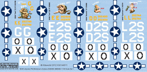 キッツワールド KW144011 1/144 アメリカ陸軍 B-24 リベレーターデカールセット 1