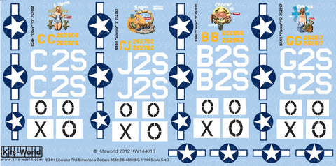 キッツワールド KW144013 1/144 アメリカ陸軍 B-24 リベレーター用デカールセット