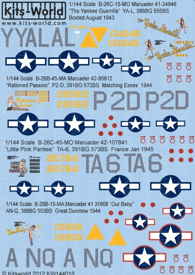 キッツワールド KW144018 1/144 アメリカ陸軍 P-26 マローダー デカールセット