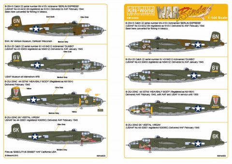 キッツワールド KW144023 1/144 アメリカ陸軍 B-25J ミッチェル `Berlin Express`,`DUMBO`,`Heavenly Body`,`VESTAL VIRGIN`