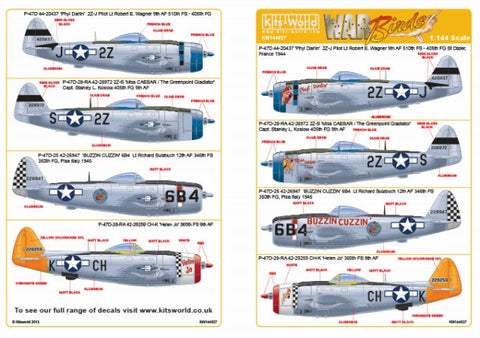 キッツワールド KW144027 1/144 アメリカ陸軍 P-47D サンダーボルト `Miss CAESAR,The Greenpoint Gladiator,Helen Jo,他2種`