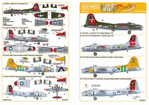 キッツワールド KW144028 1/144 アメリカ陸軍航空軍 B-17G フライングフォートレス `Texas Raiders,Yankee Lady,L,Fuddy Duddy,Aluminium Overcast