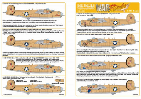 キッツワールド KW144032 1/144 アメリカ陸軍航空軍 B-24D リベレーター 第98爆撃航空群 第343 爆撃飛行隊 `Grumpy` `The Witch`