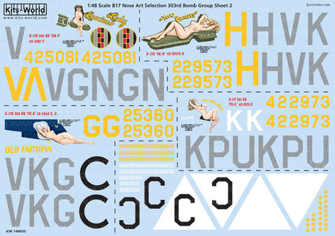 キッツワールド KW148005 1/48 WWII アメリカ陸軍 B-17 `Old Faithfull` & `Lady Luscious` & `Two Beauts` & `Iza Available