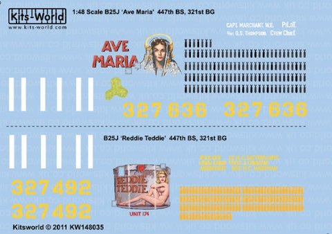 キッツワールド KW148035 1/48 B25J ミッチェル - Corsica 337th BG 447 BS 'Ava Maria' 43-27636 (Tail III) - 'R・・・
