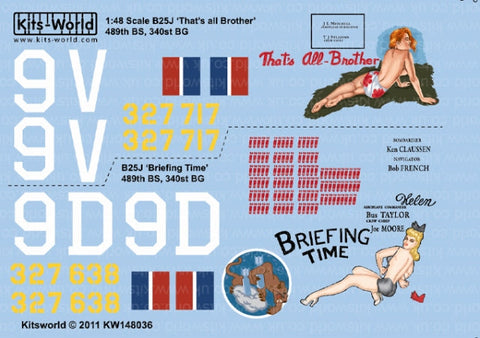 キッツワールド KW148036 1/48 B25J ミッチェル - Corsica 340th BG 489th BS 'That's all Brother' 43-27717 (Tail・・・