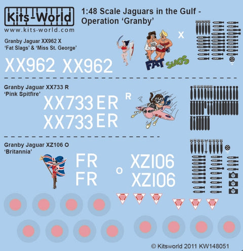 キッツワールド KW148051 1/48 イギリス空軍 SEPECAT ジャギュア GR Mk.1A `Fat Slags`/`Pink Spitfire`/`Britannia` グランビー作戦