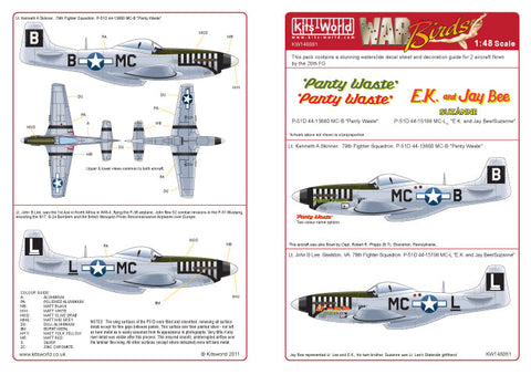 キッツワールド KW148061 1/48 WWII アメリカ空軍 P-51D マスタング 第20戦闘群 第79飛行隊 `Panty Waste`&`E.K.and Jay Bee/Suzanne`