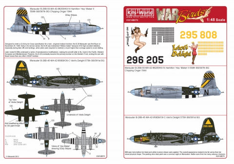 キッツワールド KW148070 1/48 アメリカ陸軍航空軍 B-26 マローダー 第387爆撃飛行群 第558爆撃飛行隊 ノーズアート, 第391爆撃飛行群 第575爆撃・・・