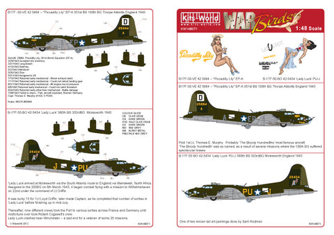 キッツワールド KW148071 1/48 アメリカ陸軍B-17F フライングフォートレス 第100戦闘群第351戦闘飛行隊`Piccadilly Lily`,第303戦闘群第360戦闘飛行隊