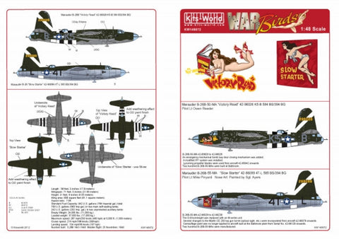 キッツワールド KW148072 1/48 アメリカ陸軍 B-26/B マローダー 第394爆撃飛行群第585爆撃飛行隊`Slow Starter`,第584爆撃飛行群第394爆撃飛行隊`Victory Read
