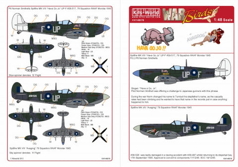 キッツワールド KW148078 1/48 イギリス空軍 スピットファイアMk VIII 第79飛行隊 `Hava Go Jo`, 第79飛行隊 `Avagrog`
