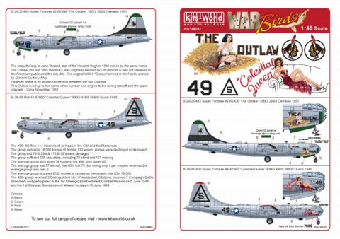 キッツワールド KW148082 1/48 アメリカ陸軍 B-29 スーパーフォートレス 第19爆撃飛行群 第28爆撃飛行隊、,第58爆撃航空団、第28爆撃飛行群 第40爆撃飛行隊