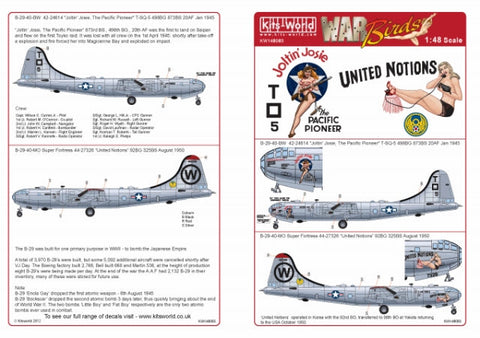 キッツワールド KW148083 1/48 アメリカ陸軍 B-29 スーパーフォートレス 第498爆撃飛行群 第873爆撃飛行隊、第91爆撃飛行群 第325爆撃飛行隊