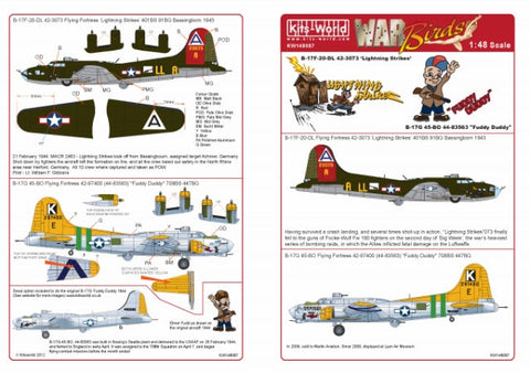 キッツワールド KW148087 1/48 アメリカ陸軍 B-17 スーパーフォートレス 第91爆撃飛行群 第410爆撃飛行隊 `Lightning Strikes` 第447爆撃飛行群 第708爆撃・・・