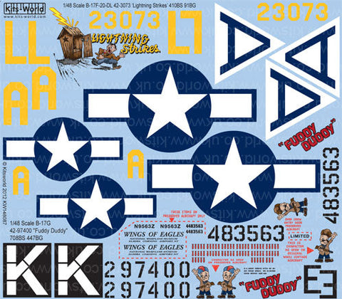 キッツワールド KW148087 1/48 アメリカ陸軍 B-17 スーパーフォートレス 第91爆撃飛行群 第410爆撃飛行隊 `Lightning Strikes` 第447爆撃飛行群 第708爆撃・・・