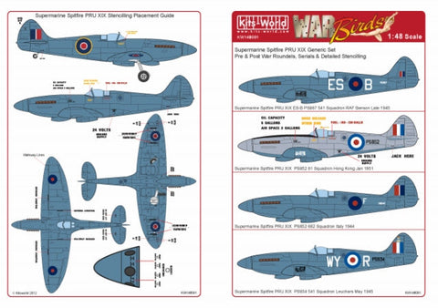 キッツワールド KW148091 1/48 Supermarine PRU XIX Includes Pre and Post War Roundels, Generic Serials and D・・・
