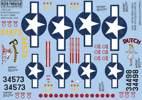キッツワールド KW148096 1/48 アメリカ陸軍 B-25H ミッチェル `Power House`, アメリカ陸軍 B-25H ミッチェル `Dutch`