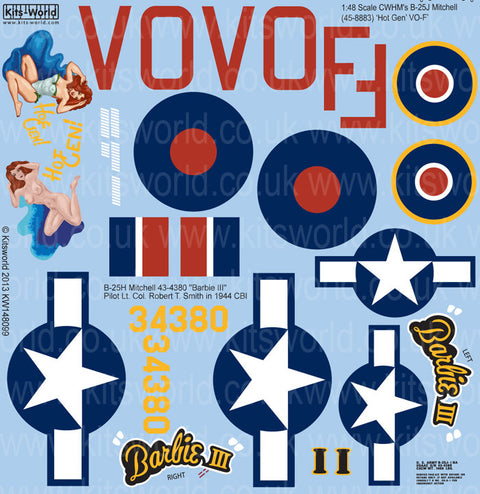 キッツワールド KW148099 1/48 アメリカ陸軍 B-25J ミッチェル `Hot Gen` アメリカ陸軍 B-25H ミッチェル `Barbie III`