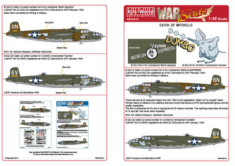 キッツワールド KW148110 1/48 アメリカ陸軍 B-25H ミッチェル `Berlin Express`, B-25J ミッチェル `DUMBO`