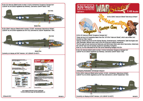 キッツワールド KW148111 1/48 アメリカ陸軍 B-25J ミッチェル `Gorgeous George Ann/There She Blows`, `Marvellous Miriam`