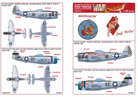 キッツワールド KW148115 1/48 アメリカ陸軍 P-47D サンダーボルト `Phil Darlin`,`Buzzin Cuzzin`