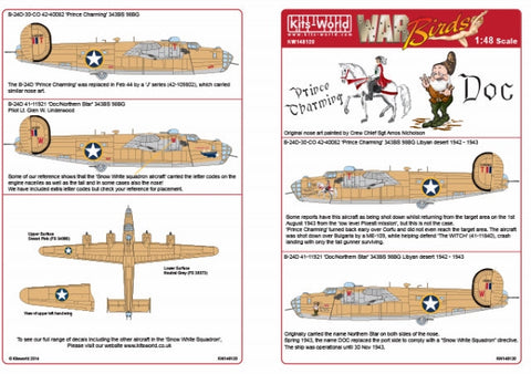 キッツワールド KW148120 1/48 アメリカ陸軍航空軍 B-24D リベレーター 第98爆撃航空群 第343爆撃飛行隊 `Prince Charming` `Doc`